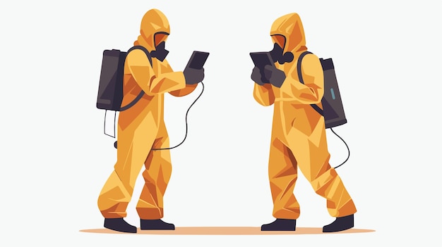 Vector men in hazmat suits removing toxic social media