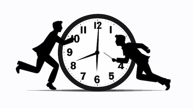 Vector men running over clocks vector icon