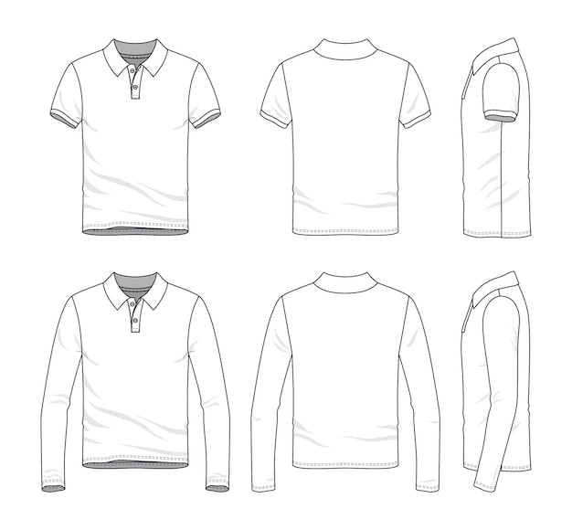 Men's blank clothing templates of polo tshirt and longsleeved tee top