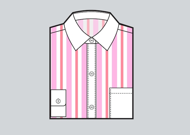 Men's folded striped shirt. Pink strips print. Vector illustration