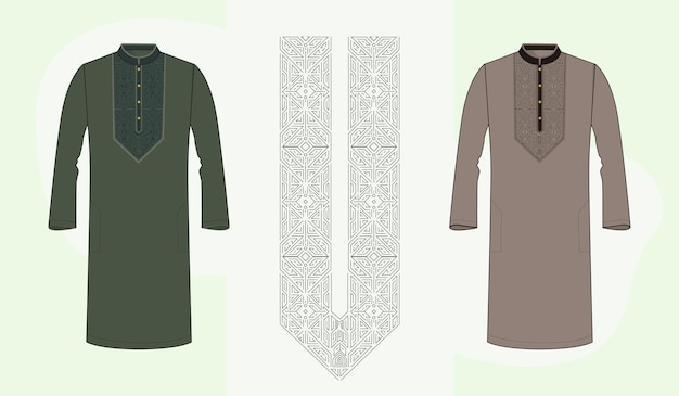 Men's Kurta design with neck line embroidery