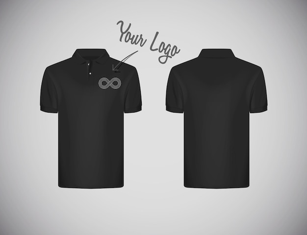 Men's slimfitting short sleeve polo shirt with logo for advertising Black polo shirtmockup design template for branding