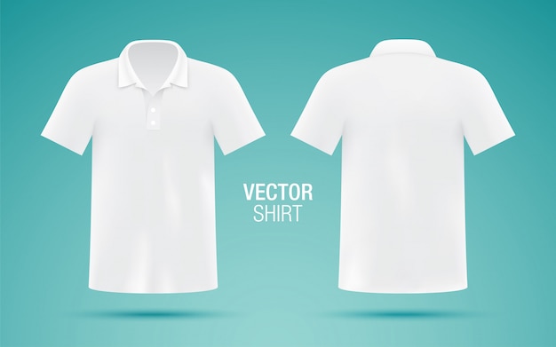 Men's white polo shirt template. Realistic .