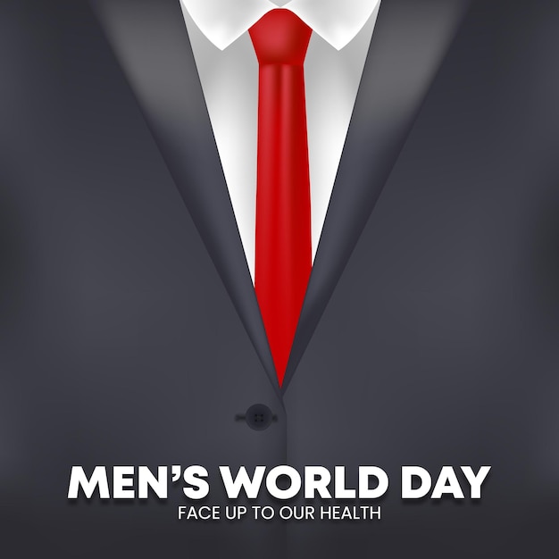 Men's world day background with a black suit and red tie