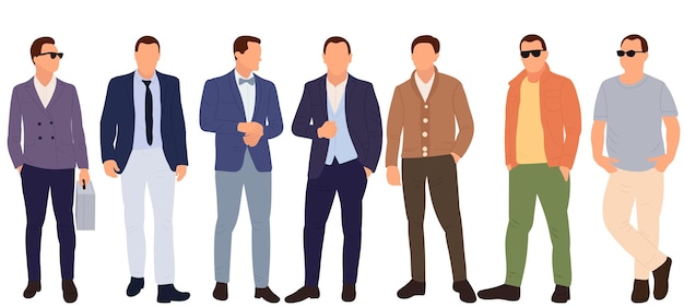 Men standing flat design isolated vector