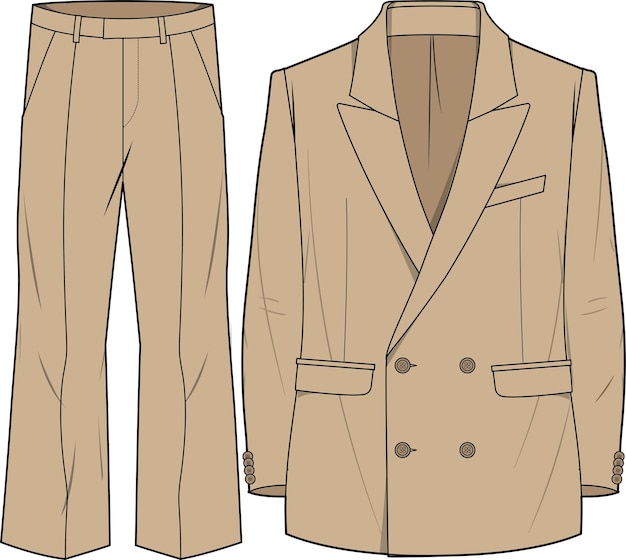 MEN SUIT FOR OFFICE AND CORPORATE WEAR SKETCH BLAZER AND BOTTOM SET THREE PIECE SUIT VECTOR