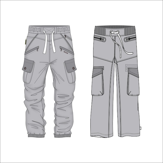 men sweats cargo pants flat sketch