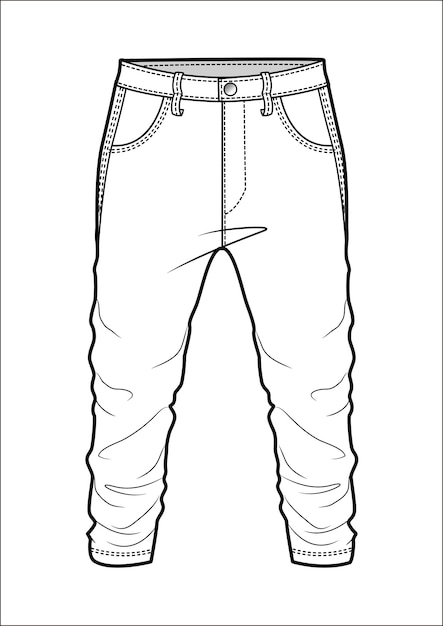 men sweats cargo pants flat sketch