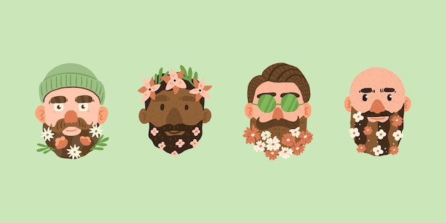 Men with flowers in his beard