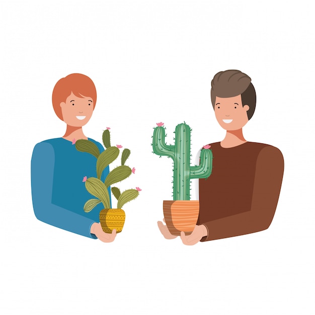 Men with houseplant avatar character