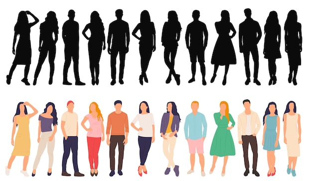 Men and women in flat style isolated vector