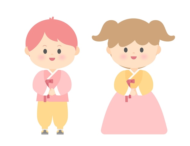 Men and women in hanbok characters.