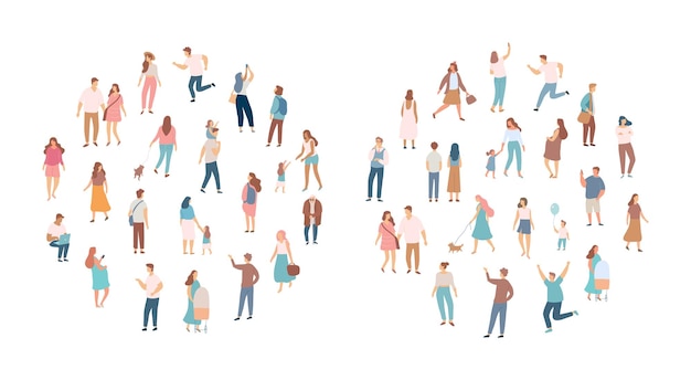 Men and women silhouettes.  Crowd, city life. Different people. Flat vector characters isolated