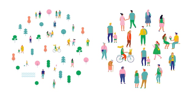 Men and women silhouettes.  Crowd, city life. Different people. Flat vector characters isolated