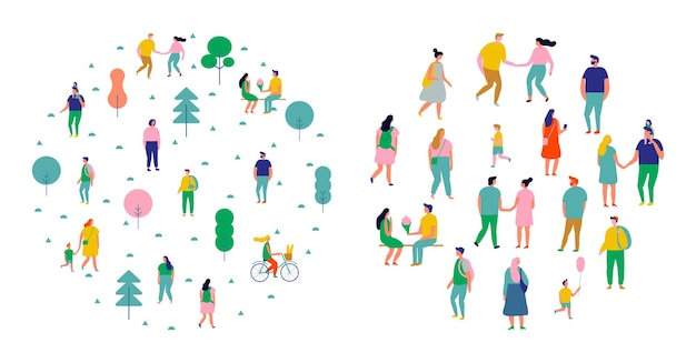 Men and women silhouettes.  Crowd, city life. Different people. Flat vector characters isolated