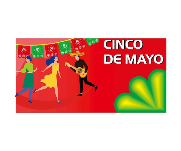 Men and women take part in the parade on the occasion of cinco de mayo Of cinco de mayo celebration concept Flat vector modern illustration