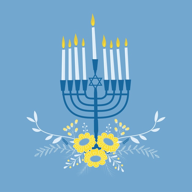 Menorah with flowers