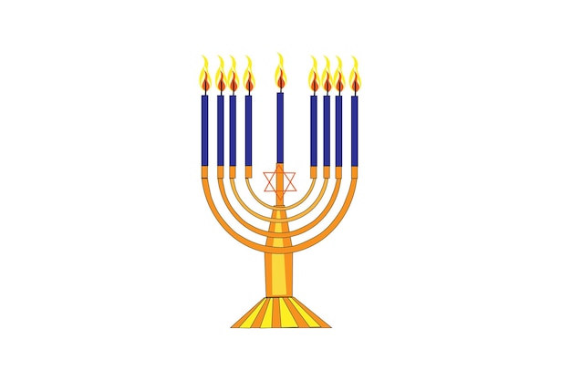 Menorah with a yellow flame. vector illustration.