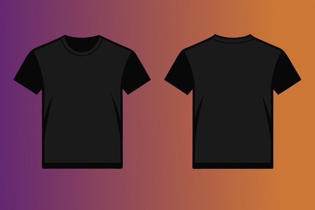 Mens blank t shirt mockups front and rear side view vector illustration