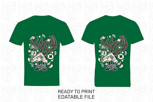 Mens green t shirt template from two sides natural shape on invisible mannequin for your design