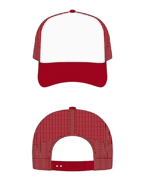 Vector mens mesh hat template front and back view