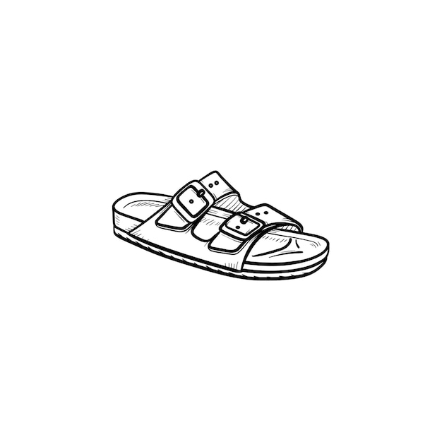 Mens sandal hand drawn outline doodle icon. Summer, vacation, holidays, fashion, slippers, comfort concept