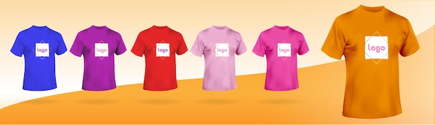 Mens short round neck tshirt Front of violet and pink tshirt to include your logo Mockup