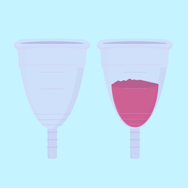 menstrual cup on blue background