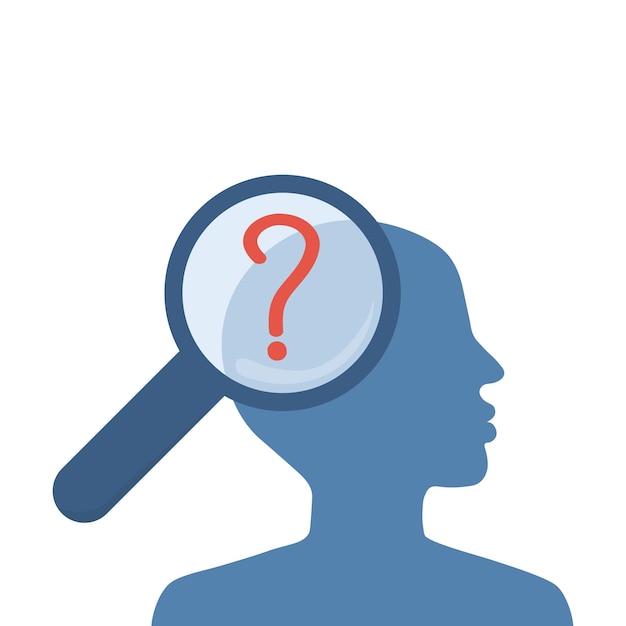 Mental health human head with question mark Psychology Help Concept