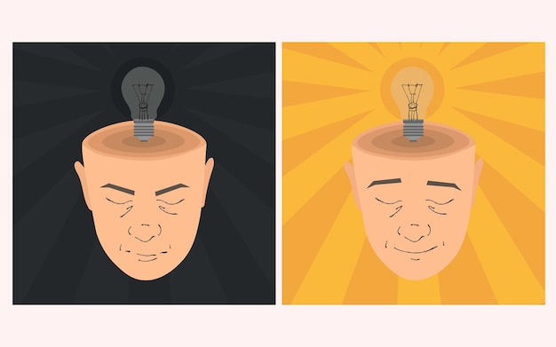 mental health mindfulness head light idea illustration