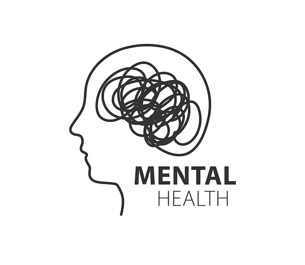 Mental health outline vector illustration