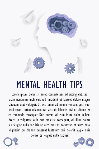 Mental health poster in paper style Business concept Vector illustration