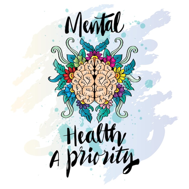 Mental health a priority hand lettering Poster quotes