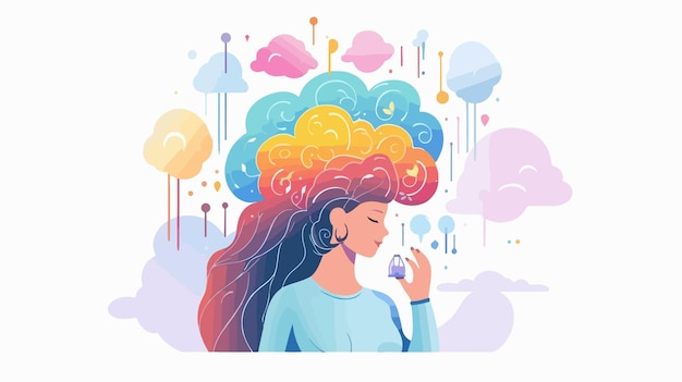 Vector mental health wellness brain treatment concept image