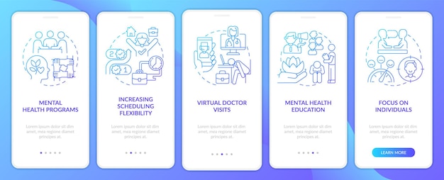 Mental health at work blue gradient onboarding mobile app screen