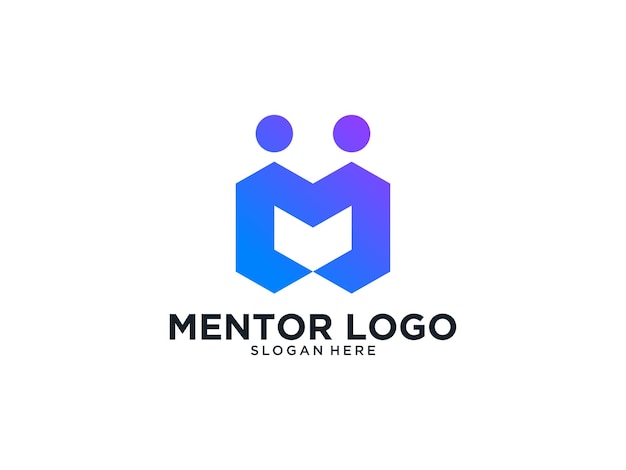 Mentor people with monogram letter M logo design