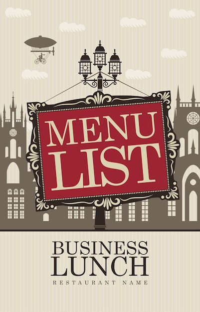 Menu for business lunches