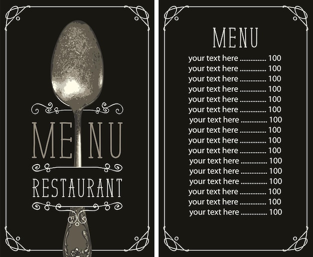 Vector menu for restaurant