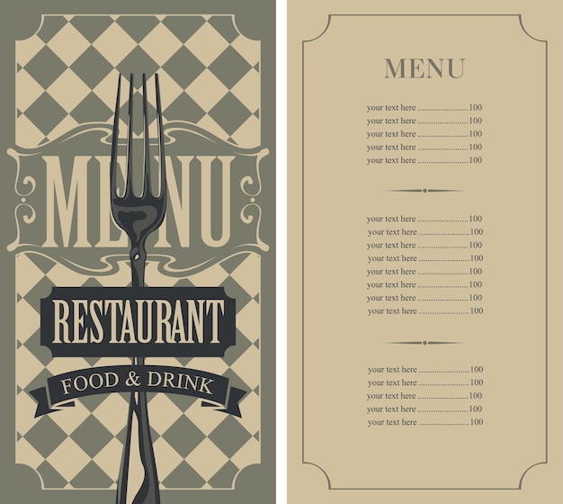 Menu for restaurant