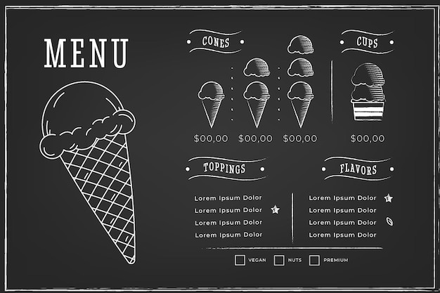 Vector menu template ice cream