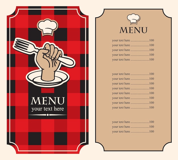 menu with price list for restaurant