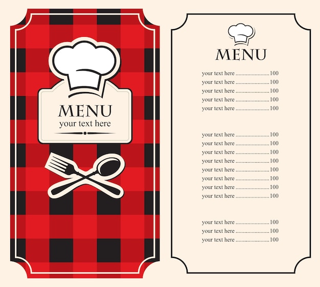 menu with price list with chef's hat