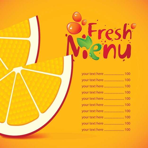 Menu with prices for fresh juices