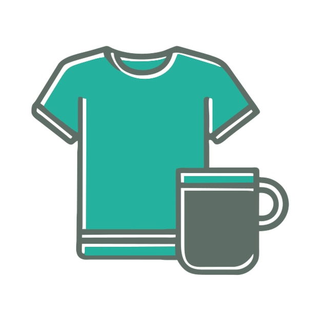 Vector merch tshirt and mug icon offset fill