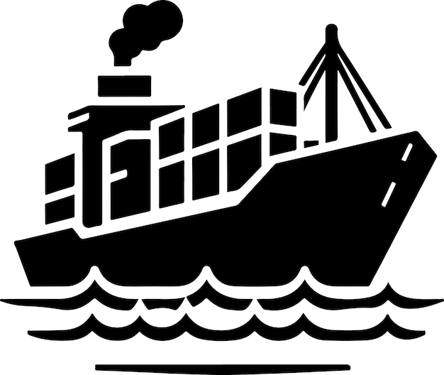 Merchant ship icon clipart vector silhouette black color silhouette white background 13