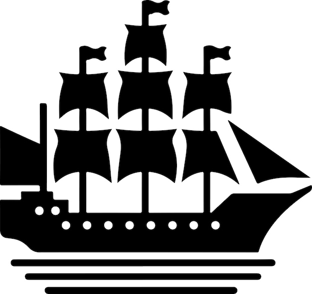 Merchant ship icon clipart vector silhouette black color silhouette white background 38