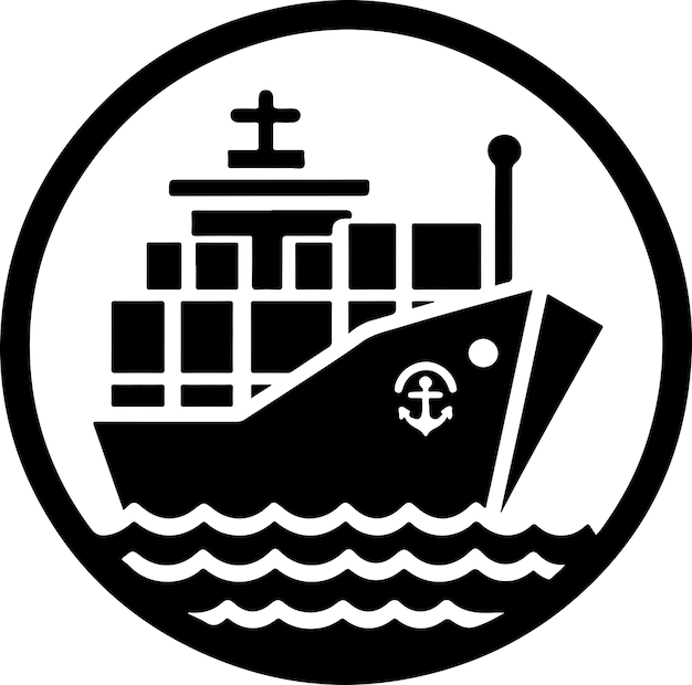 Merchant ship icon clipart vector silhouette black color silhouette white background 3