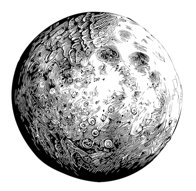 Mercury planet hand drawn sketch Vector illustration