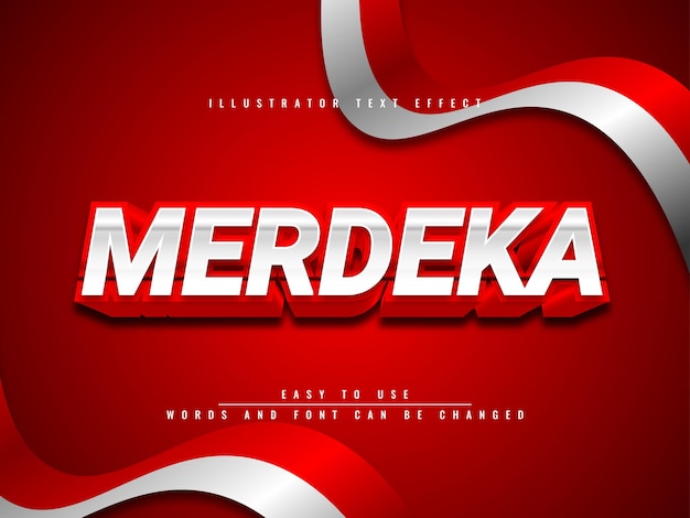 Merdeka editable text effect template design with ribbon flag