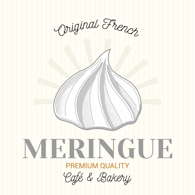 Meringue French Pastry Vector Emblem Logo Template